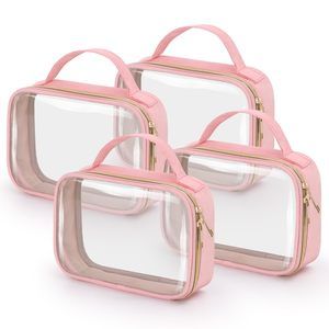 Tsa Approved Toiletry Bag, 4 Pack Clear Makeup Bags With Handles, Quart Size💓